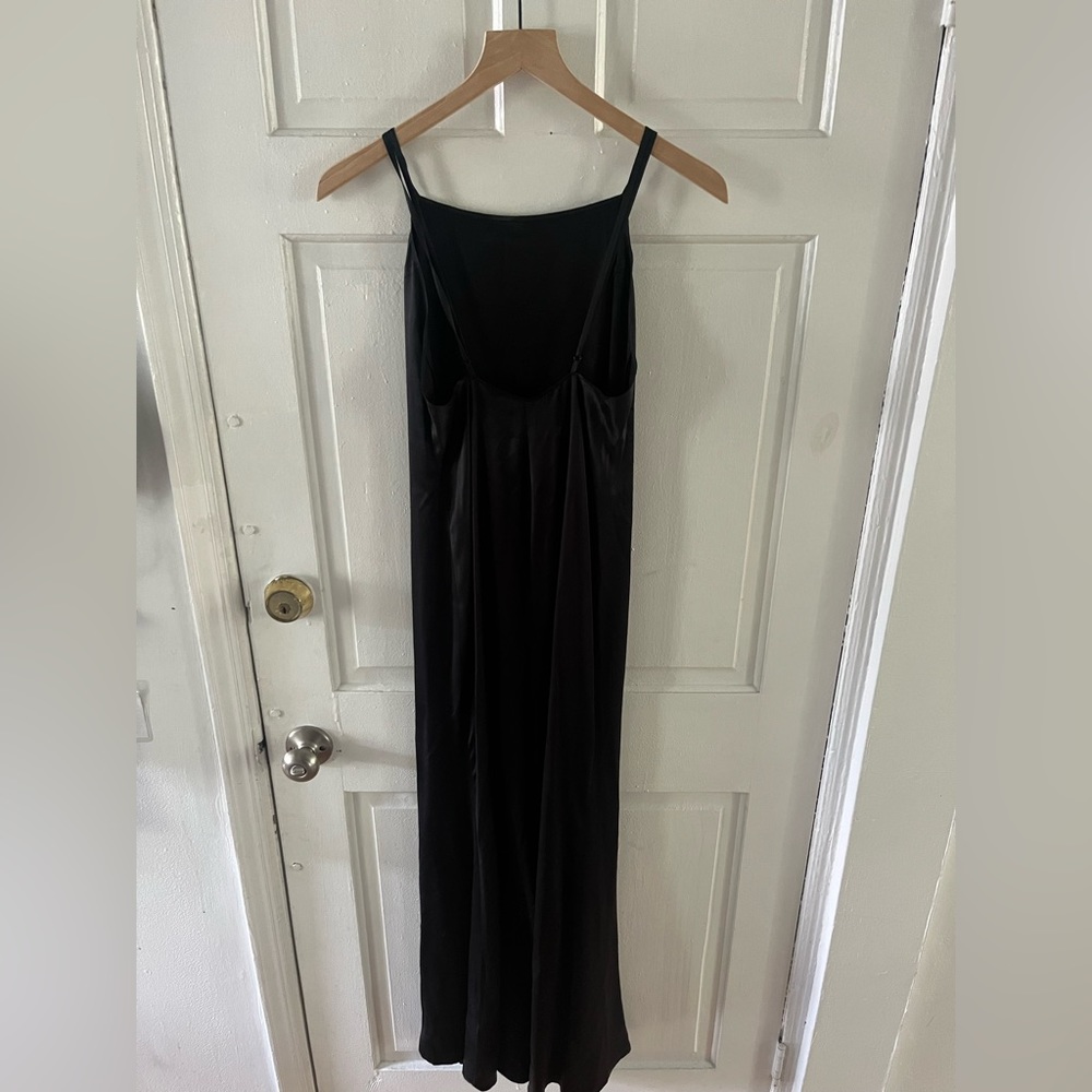 Long Black Reformation Silk Dress with Low Back